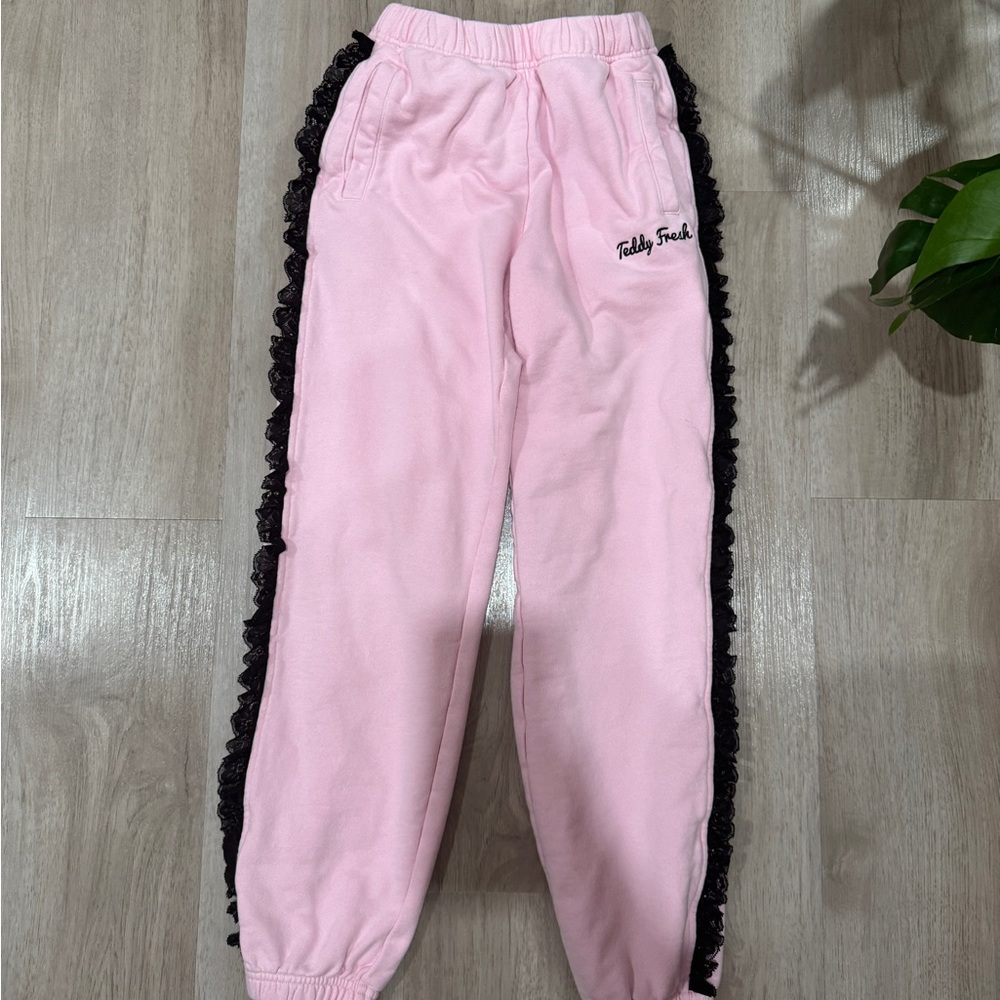 Teddy Fresh Pink Joggers with Black Trim